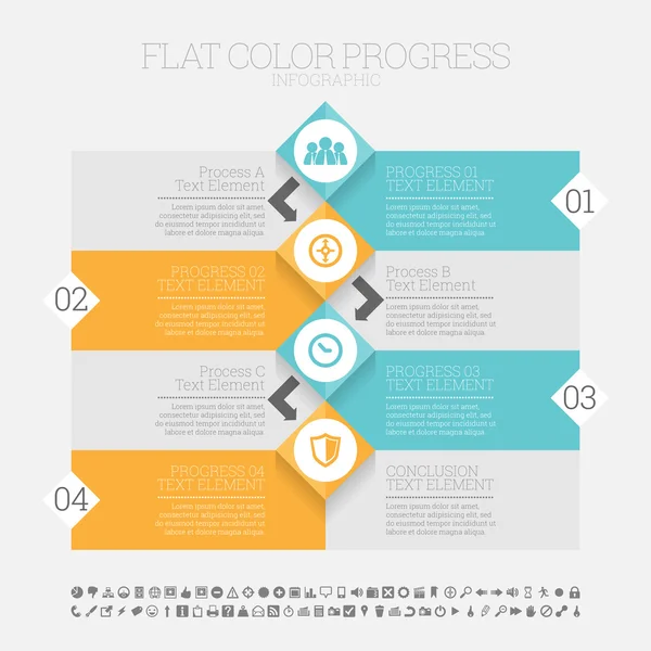 フラットな色の進行状況のインフォ グラフィック — ストックベクタ