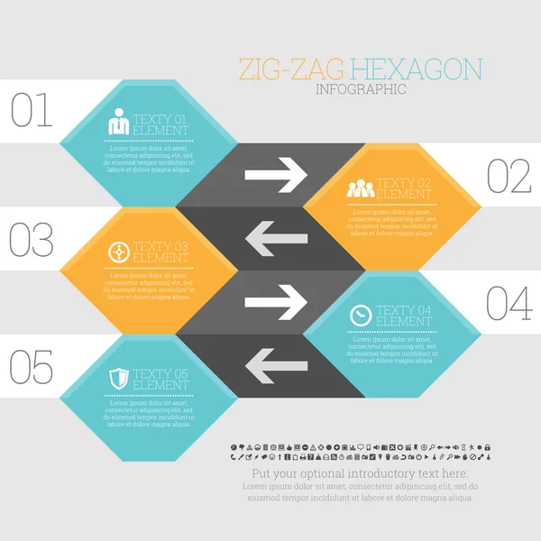 Zig zag zeshoek infographic — Stockvector