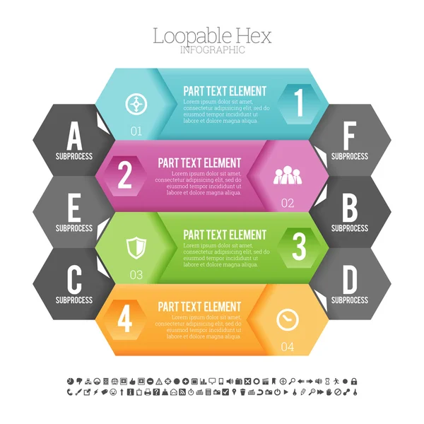Loopbare hex infographic — Stockvector
