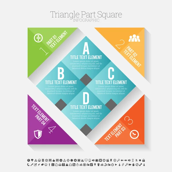 三角形部分正方形インフォ グラフィック — ストックベクタ