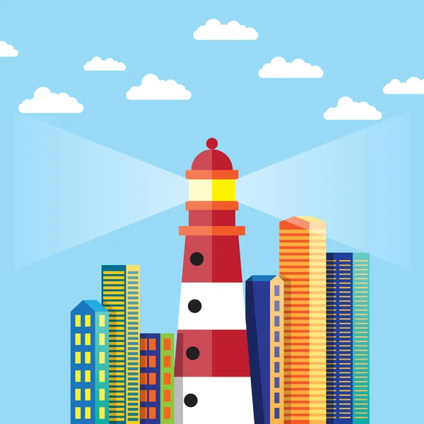 Lighthouse in the City — Stock Vector