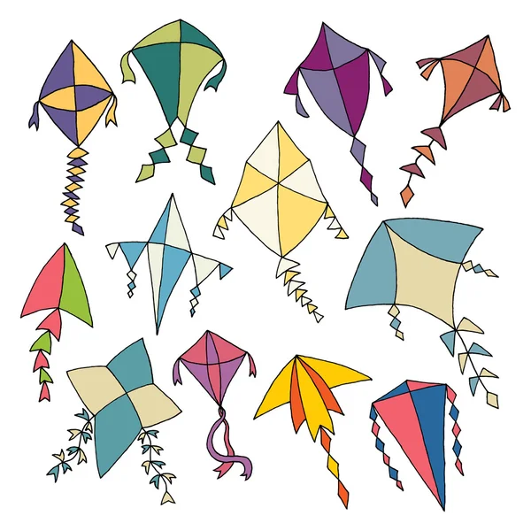 Hand Drawn Kites — Stock Vector