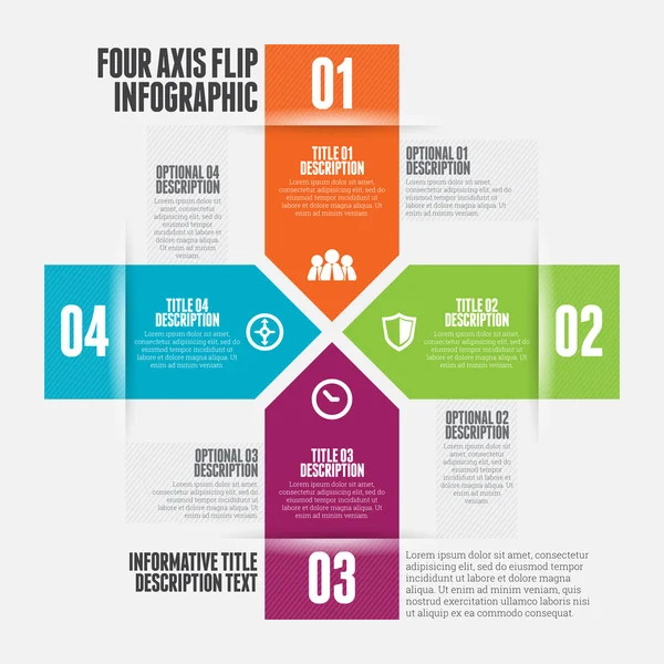 Τέσσερις άξονα Flip Infographic — Διανυσματικό Αρχείο