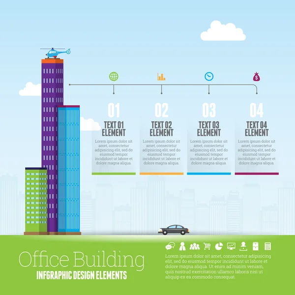 Infographie des immeubles de bureaux — Image vectorielle