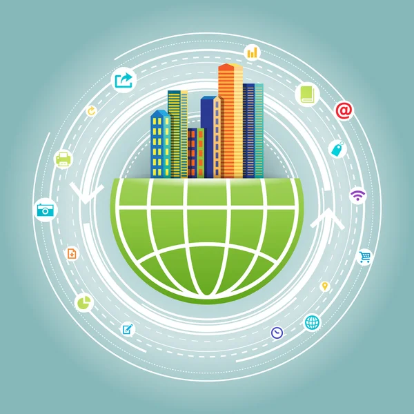 Wereldstad netwerk — Stockvector