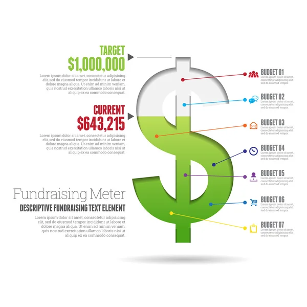 Fondsenwerving Meter Infographic — Stockvector