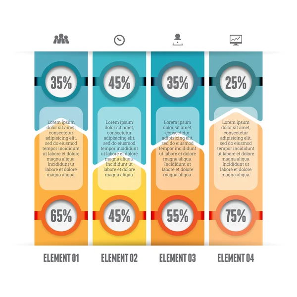 Barras opostas infográfico — Vetor de Stock