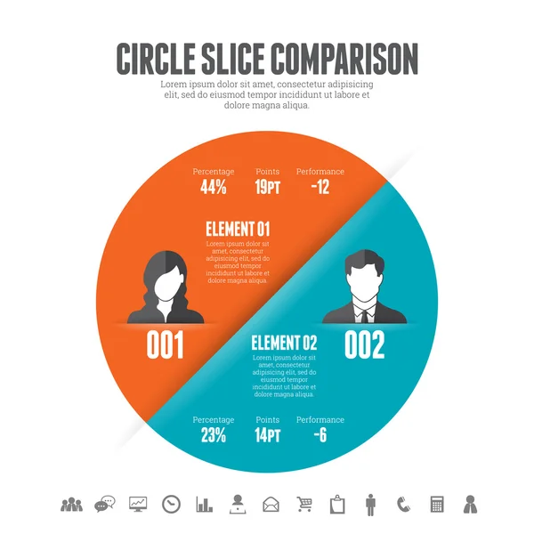 Cirkel segment vergelijking — Stockvector