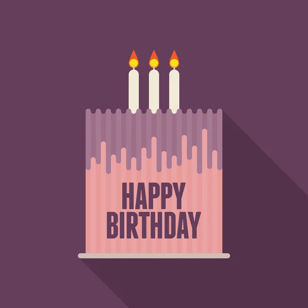 Carte de gâteau d'anniversaire plat — Image vectorielle