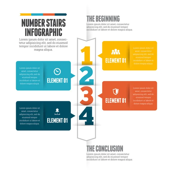 Número Escadas Infográfico —  Vetores de Stock