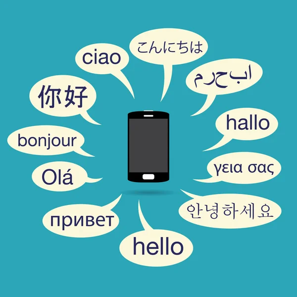 Téléphone multilingue — Image vectorielle