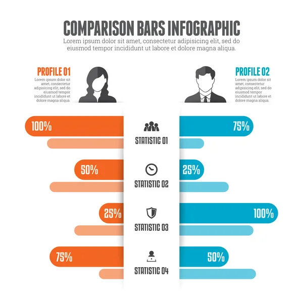 Barres de comparaison Infographie — Image vectorielle