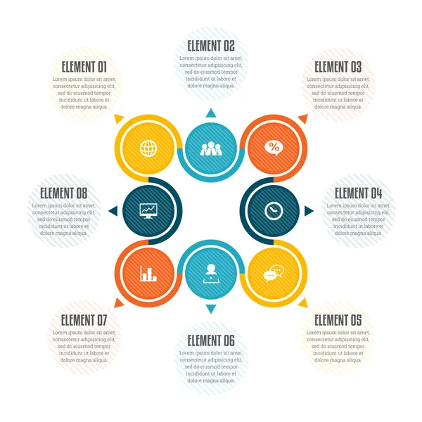 Dois Conjuntos de Quatro Infográficos — Vetor de Stock