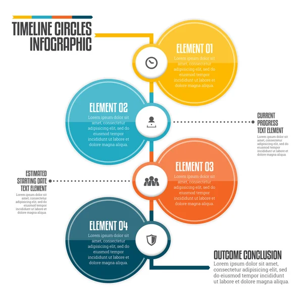 Infográfico círculos linha do tempo — Vetor de Stock