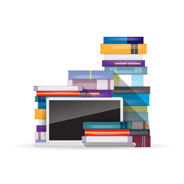 Livres et ordinateur portable — Image vectorielle