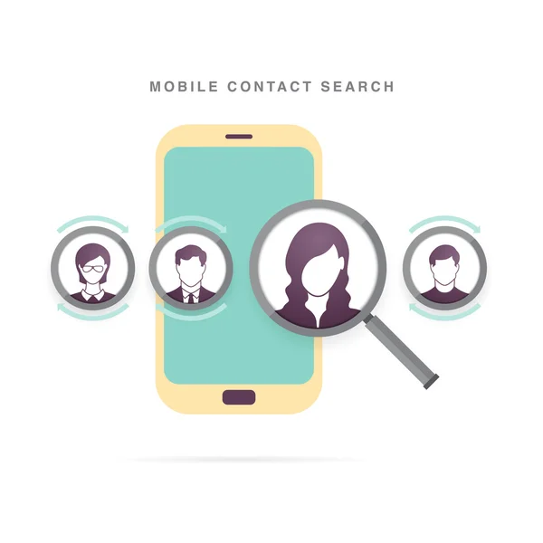Recherche de contact mobile — Image vectorielle