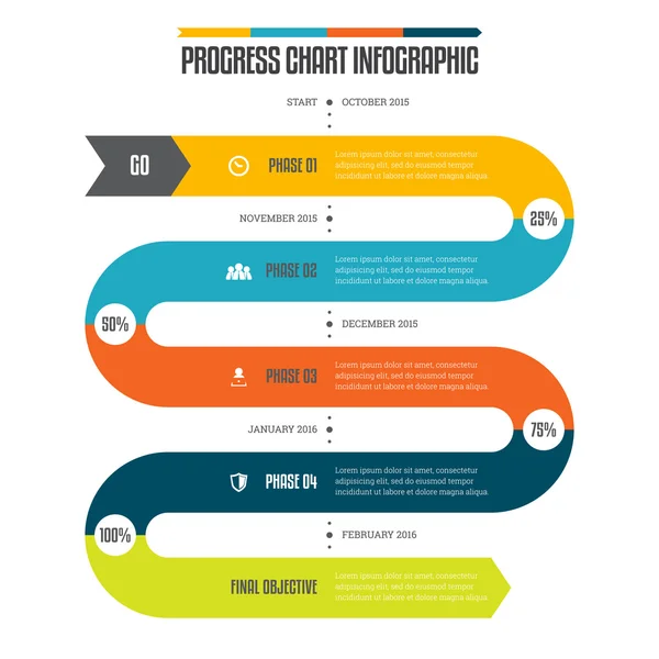 Graphique de progression Infographie — Image vectorielle