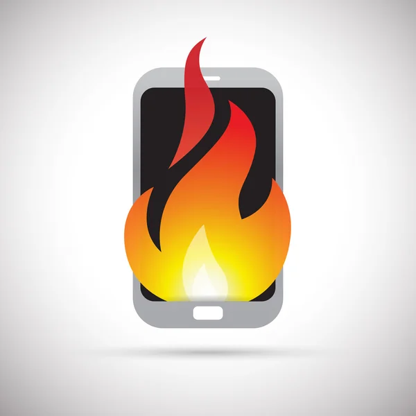 Phone on Fire — Stock Vector