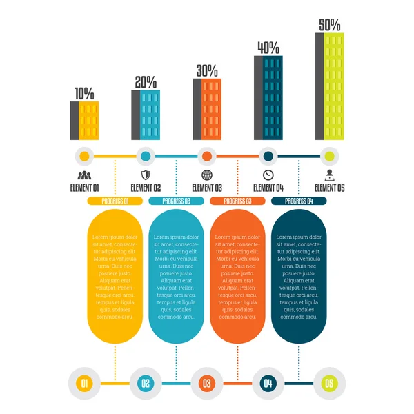 Tower framsteg Infographic — Stock vektor