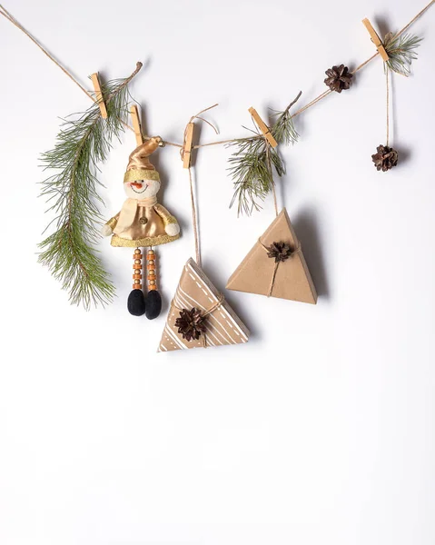 Décoration Décorative Pour Noël Nouvel Cadeaux Bonhomme Neige Jouet Branches — Photo