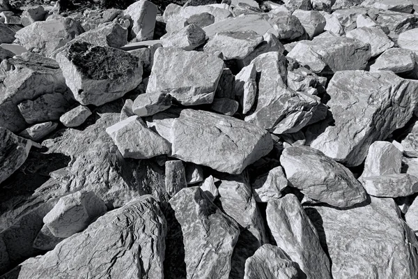Sea rocks. Black and white.