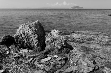 deniz manzarası siyah ve beyaz