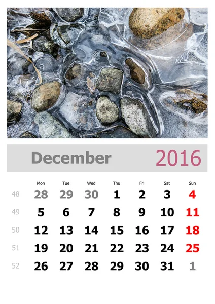 Kalender 2016. December — Stockfoto