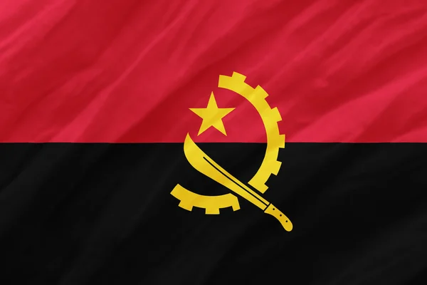 Fondo de la bandera de Angola ondulada — Foto de Stock