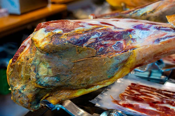 Jamon Iberico Traditionele Spaanse Ham Zwart Close — Stockfoto