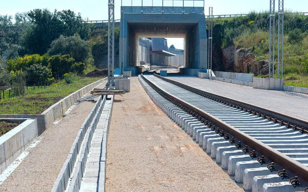 Underpass Tunnel Construction New Railway Line Detail Sewage Metal Lattice — Stock Photo, Image