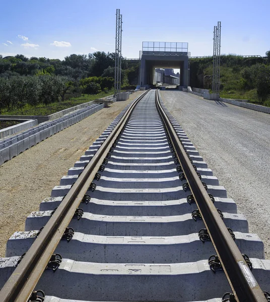 Underpass Tunnel Construction New Railway Line Detail Sewage Metal Lattice — Stock Photo, Image