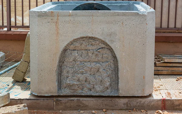 Precast Concrete Manholes Stored Ground Ready Buried — Stock Photo, Image