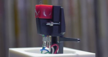 Dönüşümlü kabuk görünümünü kapat. Dof headshell bokeh. Hi-fi yüksek kalite müzik konsepti kapat