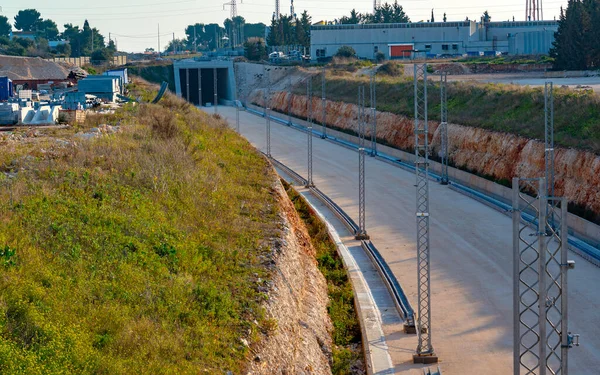 Underpass Tunnel Construction New Railway Line Detail Sewage Metal Lattice — Stock Photo, Image