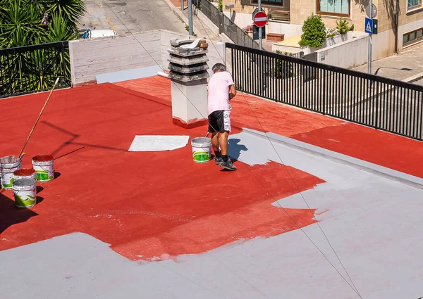 Building Resins Waterproofing Terraces Solving Infiltration Problems Making Surface Walkable — Stock Photo, Image