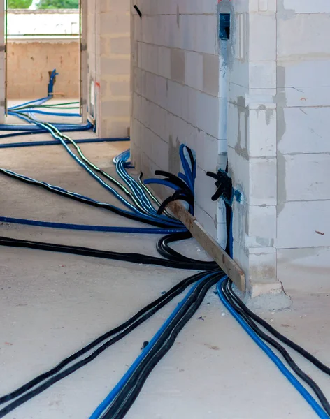 Pipes Heating System House Construction Site Floor Heating System Collector — Stock Photo, Image