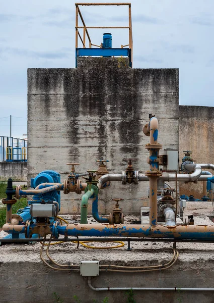 Stations Activated Sludges Tank Obsolete Wastewater Treatment Plant — Stock Photo, Image