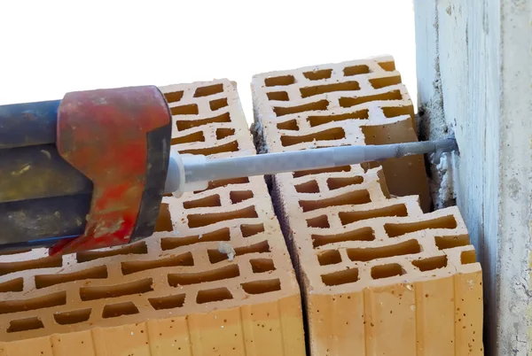 Ancoragem química de uma barra em uma estrutura de concreto armado — Fotografia de Stock