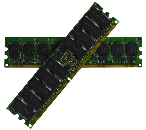 Egyes modulok Ddr Ram memória számítógép fehér háttér — Stock Fotó