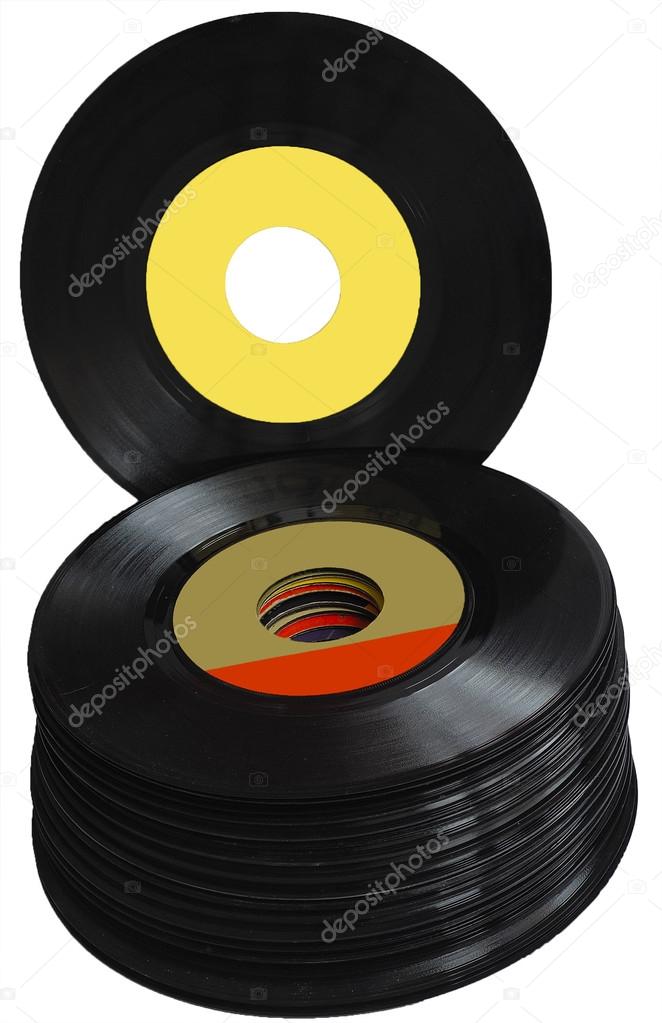 Vintage 45 RPM vinyl record albums