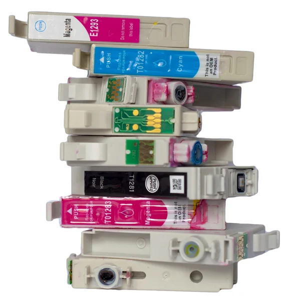 Used ink colored cartridges — Stock Photo, Image