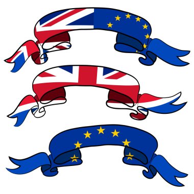 Brexit kavramı. İngiltere bayrak ve Avrupa fla şerit kümesi