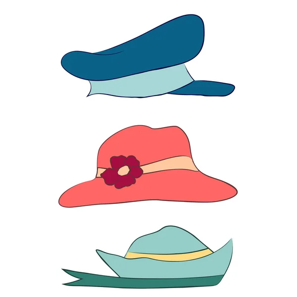 Vector collection of hats for men, women and children icons set — Stock Vector