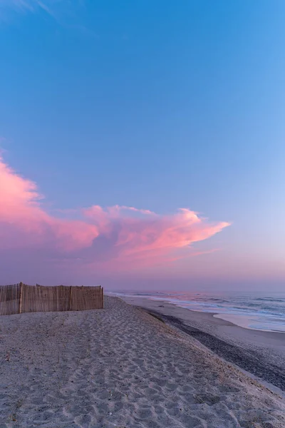 Krajobraz Plaży Furadouro Zachodzie Słońca Ovar Portugalia — Zdjęcie stockowe