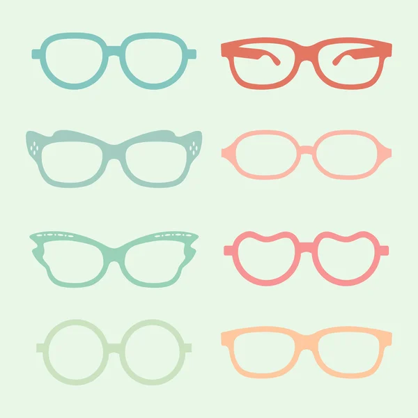 Set of vector glasses set with colored thick support. — Stock Vector