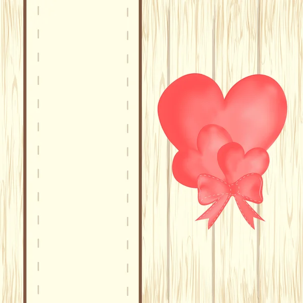 Alla hjärtans dag bakgrund med hjärtat ballonger med band på wo — Stock vektor