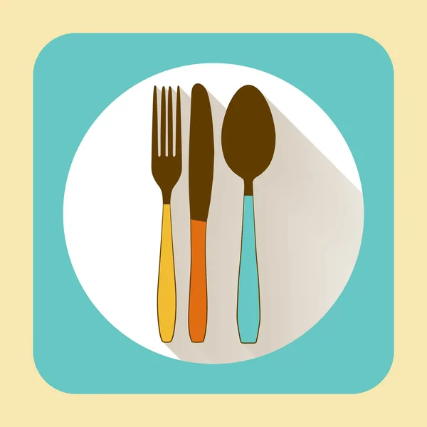 Bords- och köksartiklar. Vektor platt ikon med lång skugga — Stock vektor
