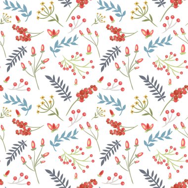 Çiçeklerle, vektör illüstrasyonuyla zarif, pürüzsüz desen