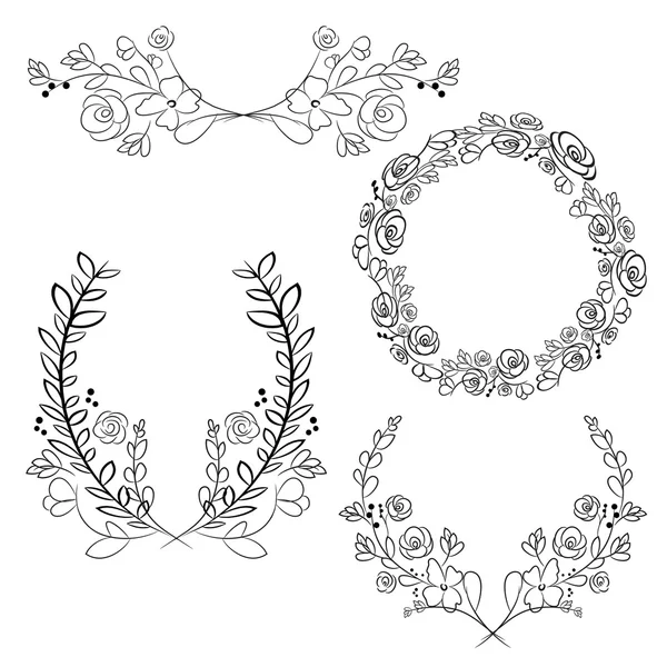 Coronas vectoriales y coronas de laurel. Marcos redondos vector flor. H — Archivo Imágenes Vectoriales