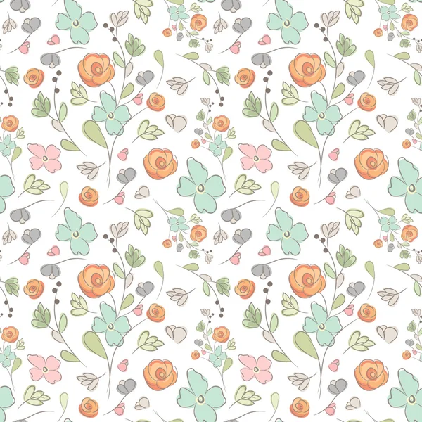 Elegante naadloze patroon met bloemen, vector illustratie — Stockvector